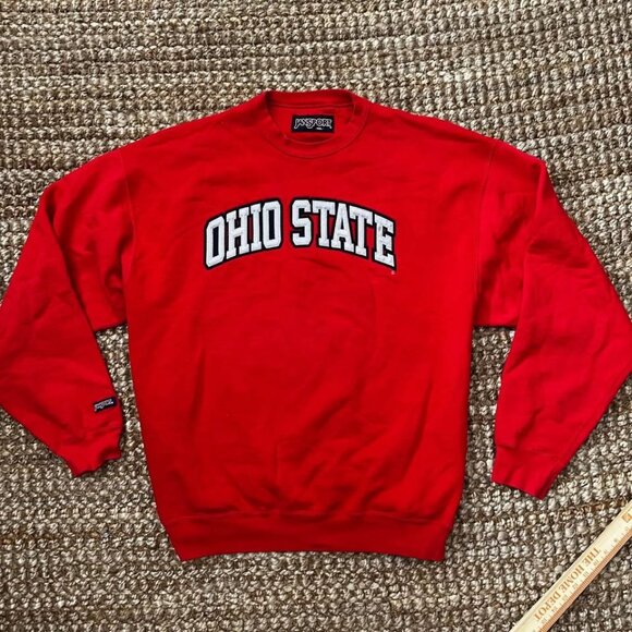 Vintage 90s Mens 2XL Jansport Heavyweight Ohio State OSU Buckeyes Sweatshirt Red - Picture 1 of 8